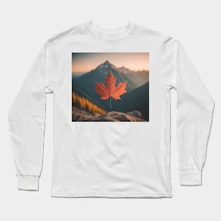 Maple Leaf in the Mountains Long Sleeve T-Shirt